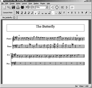 Early screen shot of MuseScore